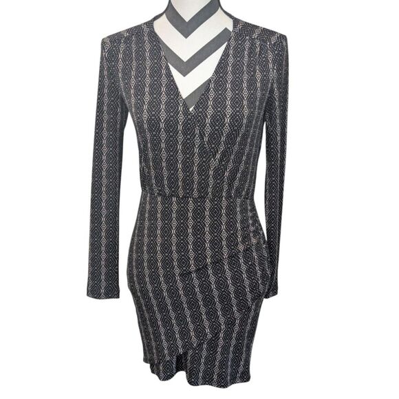 BCBGeneration Black & White Geometric Print Faux Wrap Dress XXS - Picture 1 of 5